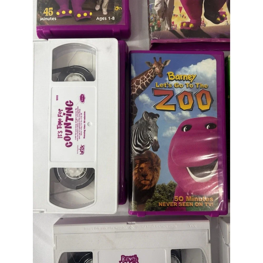 Barney Classic Collection Vhs Lot 9 White Tapes/ Purple Clam Shell No Mold - Picture 5 of 10